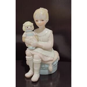 Vintage Heartline Girl With doll Porcelain Figurine